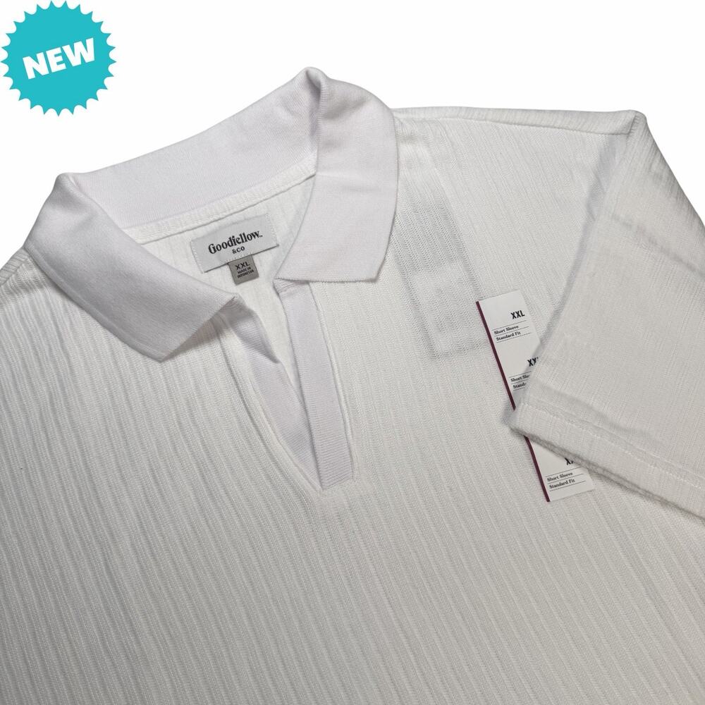Goodfellow & Co Men’s Size XL White Textured Short Sleeve Polo Shirt NWT